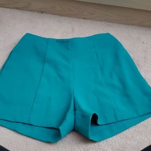 High waist teal pleated shorts forever 21